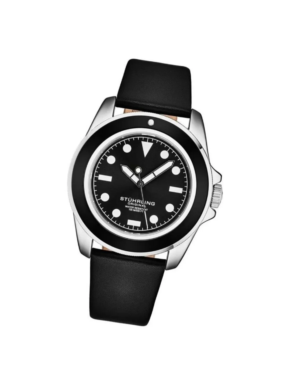 NWT Stuhrling Original Aquadiver Quartz Black Dial Men's Watch